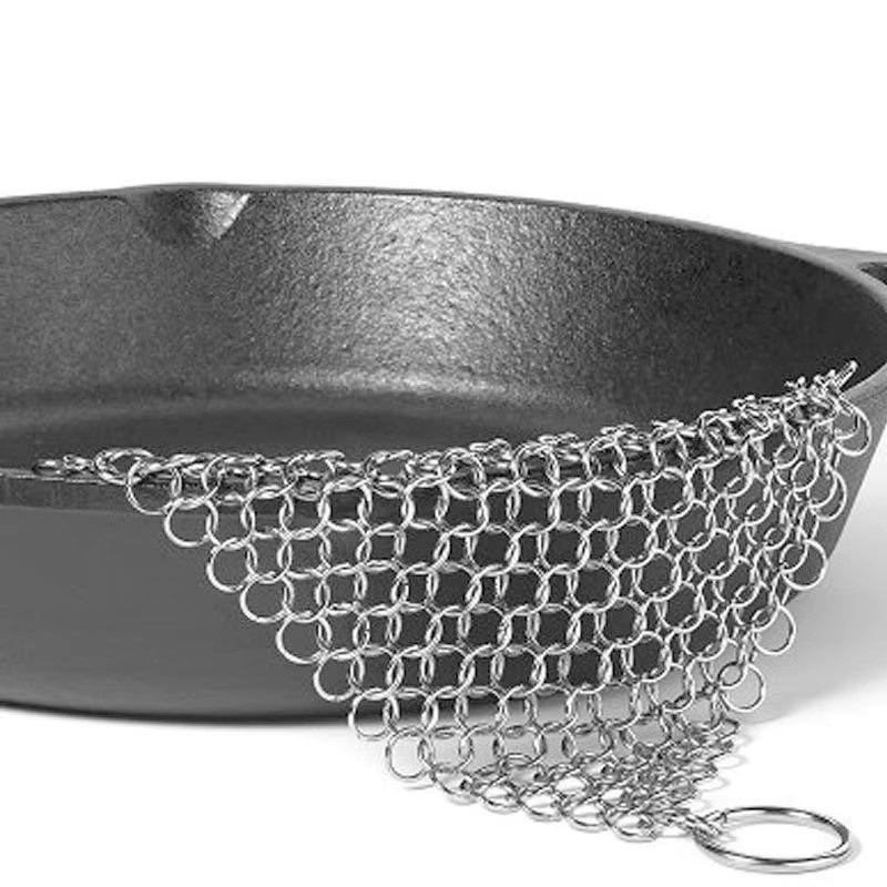 DOORSACCERY Edelstahl Reinigungsbürste aus Gusseisen und Stahl für Pfannen und Grills, Silber - Bild 5