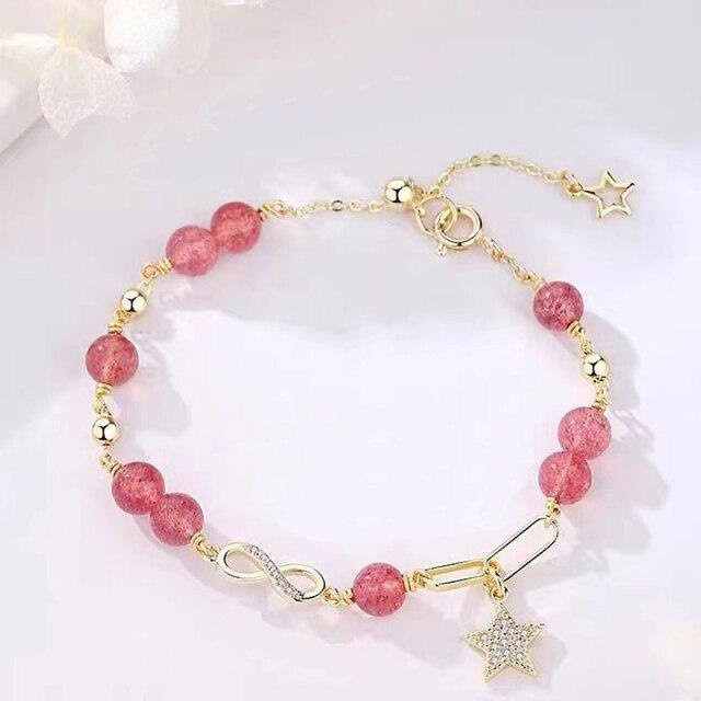 Armband 14k Gold gefüllt, Mondstein, Kristall, Weiß, Damen - Bild 1