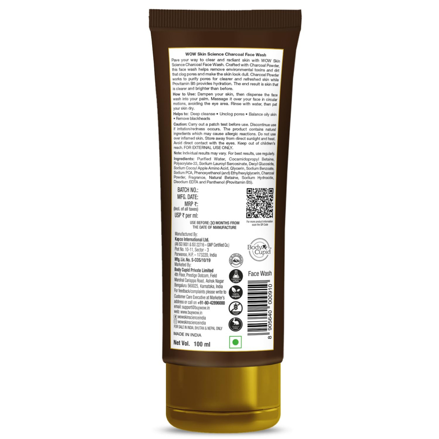 WOW Skin Science Charcoal Gesichtswaschgel, 100 ml, Fettige Haut - Bild 2