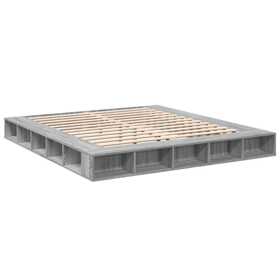 vidaXL Bettgestell aus Holzwerkstoff in Grau Sonoma mit Seitenfächern B/T/H: 180 x 200 x 20 cm - Bild 2
