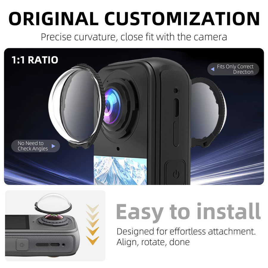 Insta360 X4 Air Linsenschutz aus gehärtetem Glas in Transparent mit HD-klarer Anti-Fingerabdruck-Beschichtung - Bild 3