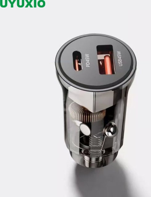 UYUXIO USB-C Autotelefon-Ladegerät PD 30 W Superschnellladeadapter in Transparent - Bild 1