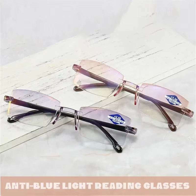 ERIKOLE Lesebrille, randlos, rechteckig, Metall, Unisex, Blaulichtfilter - Bild 3