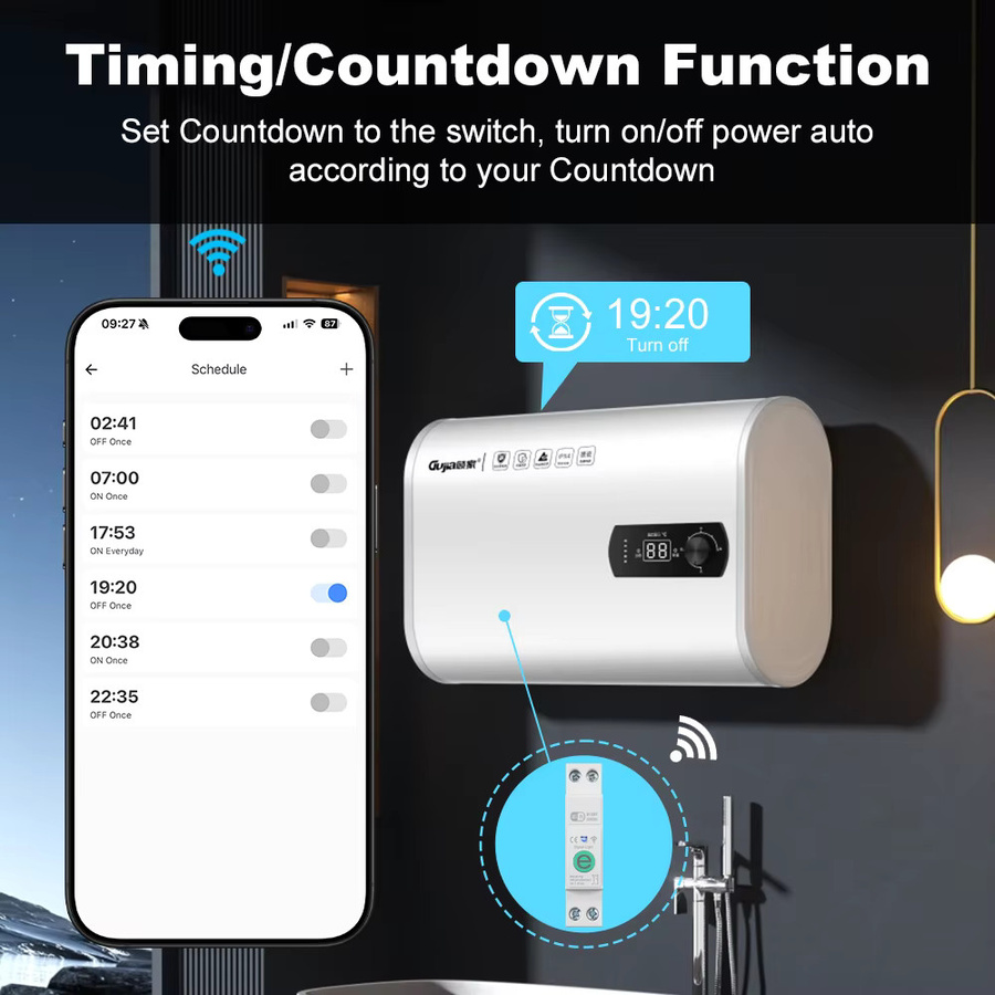 Manhot Ewelink WIFI Smart Circuit Breaker MCB mit Energy Meter zur Strom- und Spannungsüberwachung, 1-63A, Weiß - Bild 4