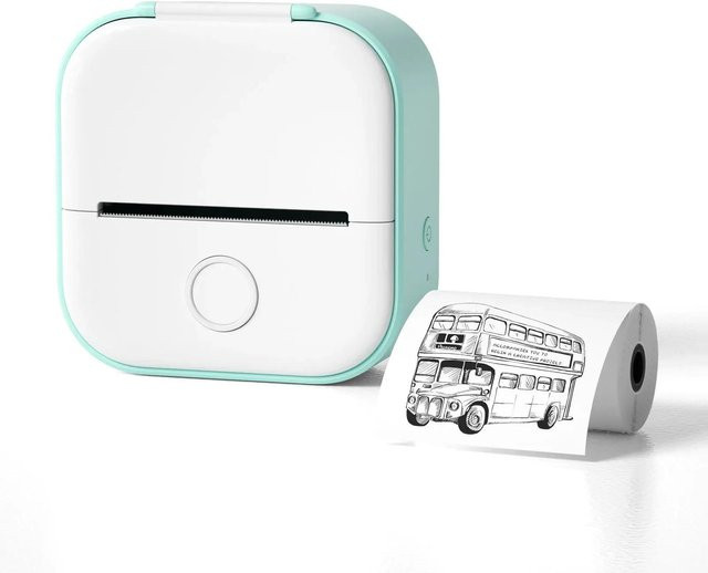 SafeWear Tragbarer Mini-Thermoetikettendrucker mit Bluetooth für Fotodruck und Etiketten in Grün und Multicolour - Bild 1