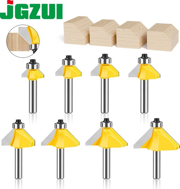 JGZUI Fräser mit 8mm Schaft und 45 Grad Abschrägung für Holzbearbeitung in Silber - Bild 1
