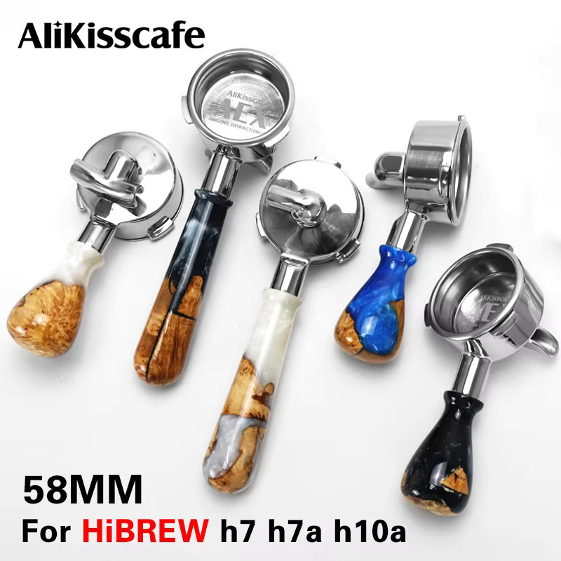 ALIKISSCAFE 58mm Siebträger mit Doppel Auslauf aus Edelstahl in Silber für Hibrew h7 h7a h10a Breville Barista Max Mini Sunbeam Espresso Zubehör - Bild 4