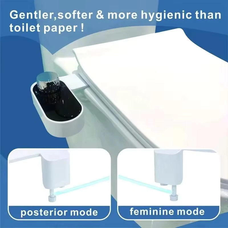 Nicht elektrischer Bidet Toilettensitzaufsatz mit selbstreinigender Doppeldüse für Vorne- und Rückwärtswaschung in Weiß - Bild 2