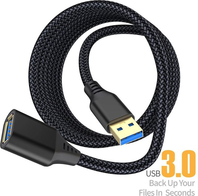Mrgabwte USB 3.0 Datenkabel Stecker-zu-Buchse Verlängerungskabel in Schwarz - Bild 1