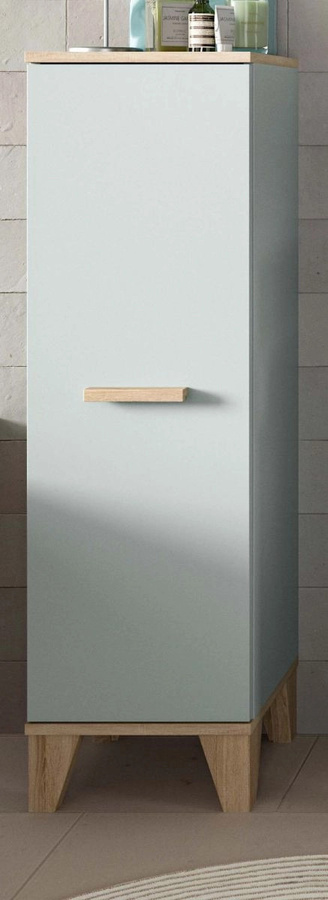 Badezimmer Midischrank Luna in Grün und Eiche, B/H: 34 x 116 cm - Bild 1