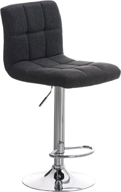 DELUKE Barhocker REZAR in Dunkelgrau mit Silber, höhenverstellbarer Barstuhl aus Stoff und Metall mit Lehne und 360 Grad Drehbarkeit, B/T/H: 46 x 47 x 94 cm - Bild 1