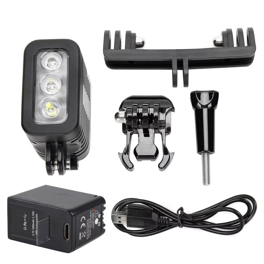 Wasserdichtes LED-Unterwasser-Fülllicht für GoPro HERO 4 Bewegungskameras, Schwarz, bis 45 m Tiefe - Bild 5
