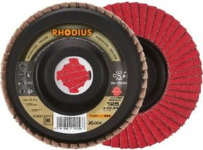 RHODIUS TOPline JUMBO SPEED P X-LOCK Fächerschleifscheibe Rot Durchmesser: 115 mm, Bohrung: 22,23 mm, Körnung: K60 - Bild 1