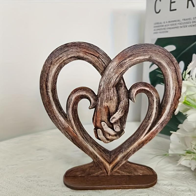 Wandbehang aus Holz mit Herz und haltenden Händen in Braun, B/H: 15 x 15 cm - Bild 4