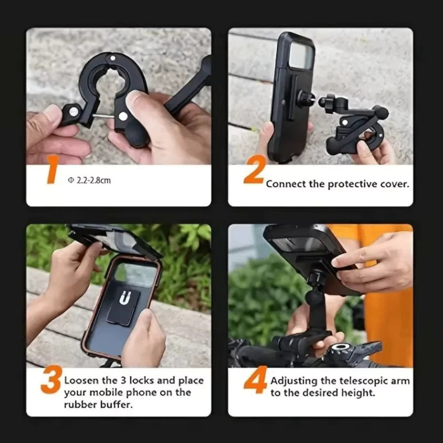 Universeller wasserdichter Motorrad-Handyhalter mit 360 Grad Schwenkfunktion für Fahrrad und GPS, Schwarz - Bild 5