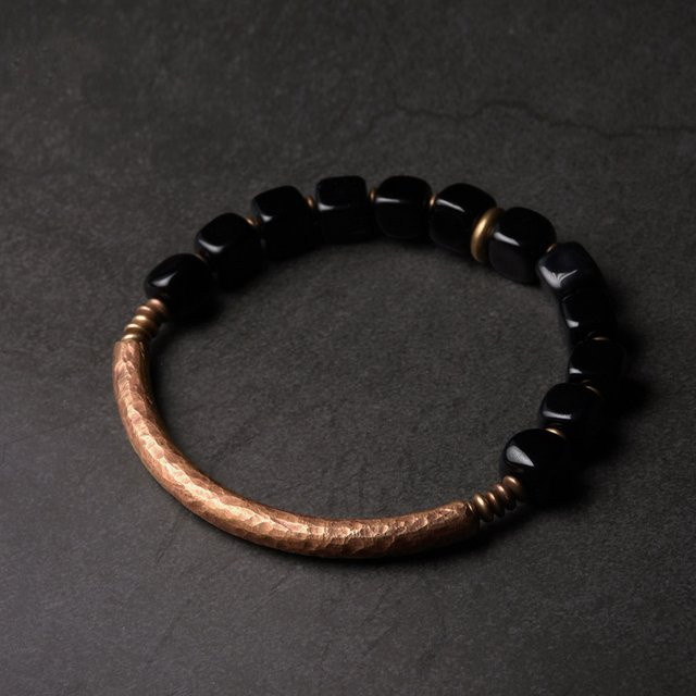 reikinn Armband, schwarzer Obsidian, Kupfer, Unisex - Bild 1