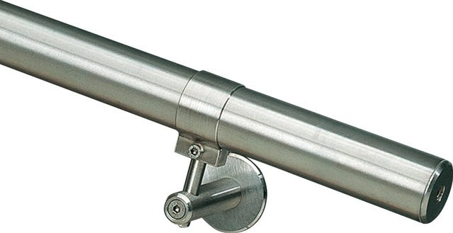 Handlauf Komplettset dieda aus Edelstahl V2A in Silber, rund, Durchmesser: 4 cm, Länge: 200 cm, inklusive Halterungen - Bild 1