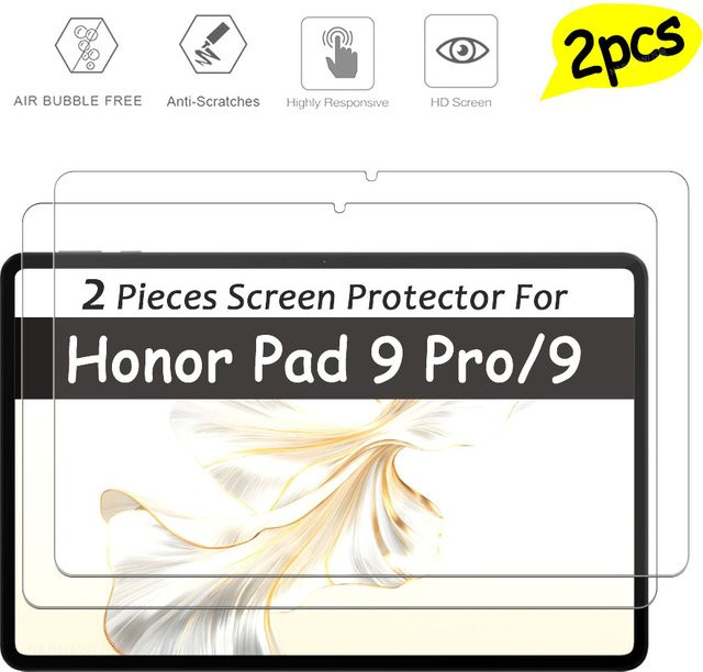 2 Stück Honor Pad 9 Pro und Pad 9 12,1 Zoll Displayschutz aus gehärtetem Glas, transparent und kratzfest - Bild 1