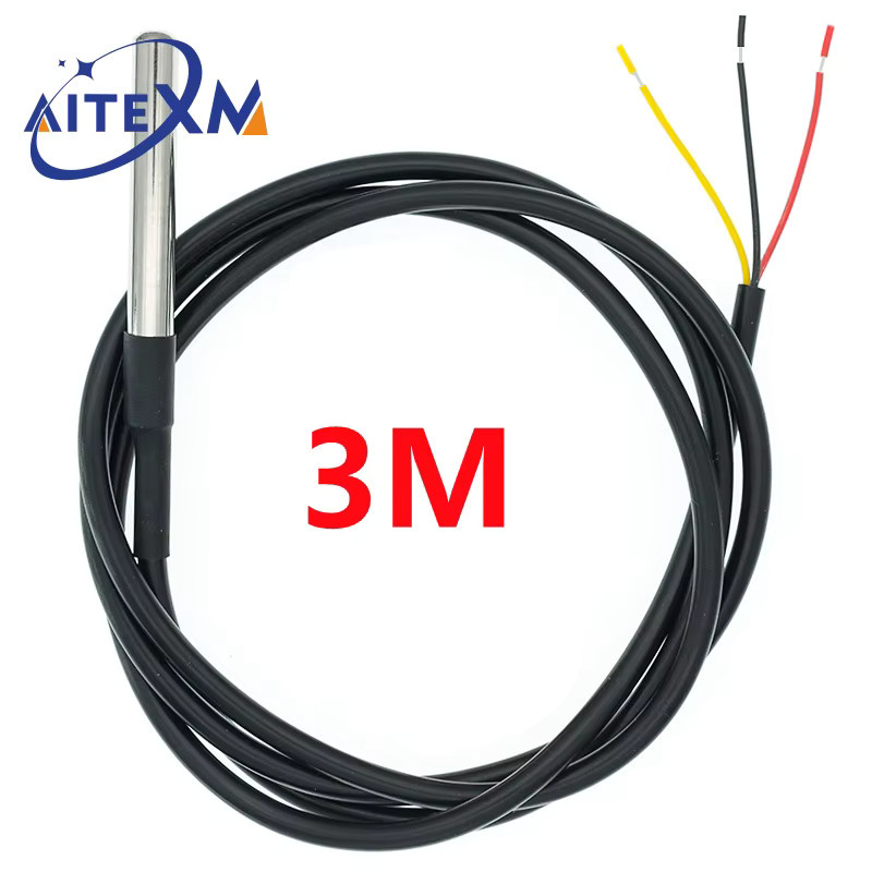 YANXD DS18B20 Temperatursensor aus Edelstahl in Schwarz, wasserdichter Kabeltemperaturfühler für Arduino - Bild 2
