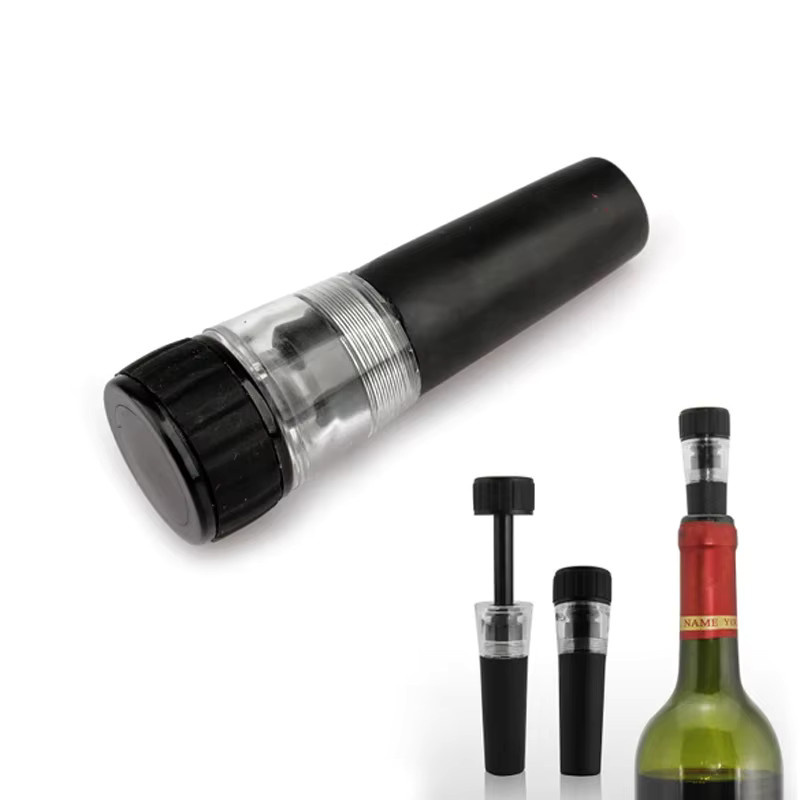 Vakuum-Verschluss für Wein und Champagner mit Luftpumpe und Flaschenstopper in Schwarz - Bild 4