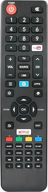 JVC TV-Fernbedienung RC320 06-532W54-TY01X mit YouTube Funktion in Schwarz - Bild 1