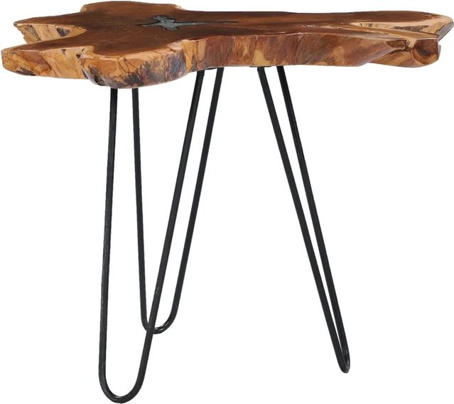 vidaXL Couchtisch aus Teakholz und Polyresin in Rustikalem Design, B/T: 70 x 45 cm - Bild 1