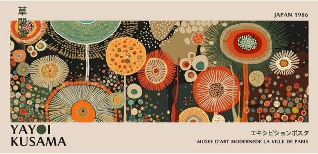 Leibert Art Decoration Painting Yayoi Kusama Abstrakt Japanische Ausstellung Blume Botanisches Kunstwerk Poster Leinwandmalerei Nordische Wandkunst Multicolor Breite: 20 cm, Höhe: 40 cm, Unframed - Bild 1