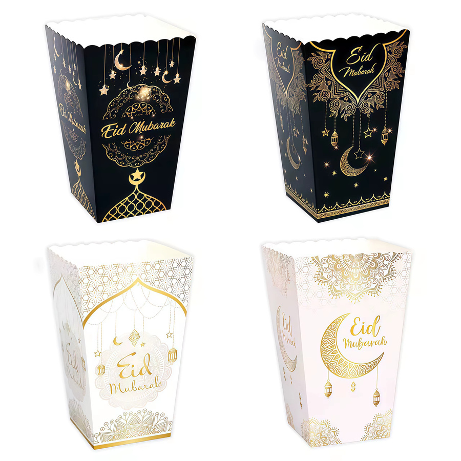8 Stück Eid Mubarak Papier Popcorn Boxen in Grün für Ramadan und Eid Al-Fitr Party Dekoration und Geschenke - Bild 4