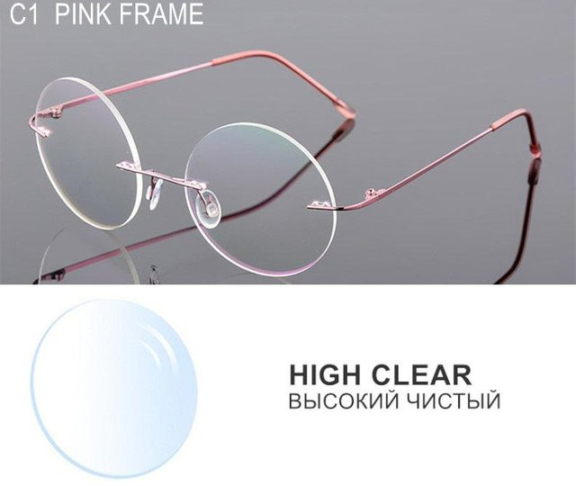 Bai Fen Bai Electronic 3C Korrektionsbrille, randlos, rund, Titanlegierungsbügel, grau, Unisex - Bild 1