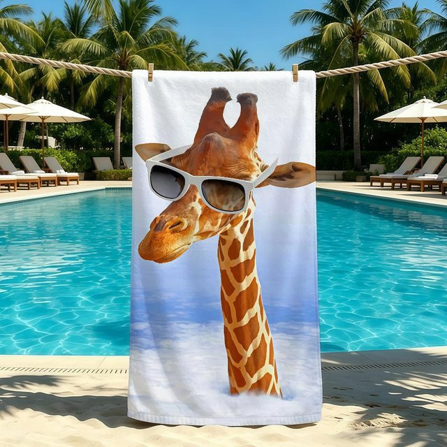 JMG Household Supplies Giraffe Handtuch mit Cartoon-Motiv, schnelltrocknend und super saugfähig, Mehrfarbig, B: 40 cm, H: 70 cm - Bild 1