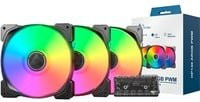 Montech HP140 ARGB PWM Gehäuselüfter, Schwarz, B/T/H: 14 x 14 x 2,5 cm, Multicolour - Bild 1