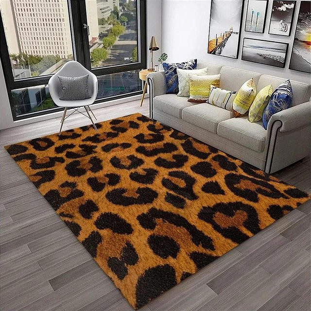 Karpetti Teppich mit Leopardenmuster in Braun für Wohnzimmer und Schlafzimmer, B/T: 90 x 60 cm - Bild 1