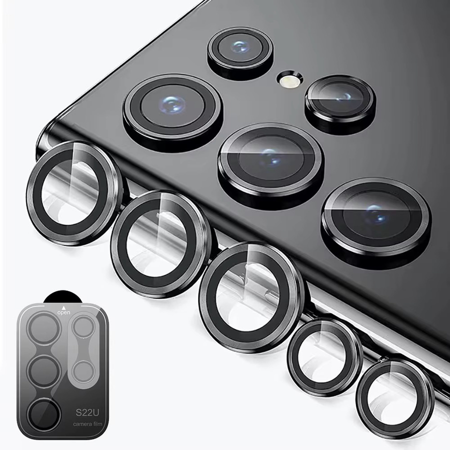 3er-Set Metall Objektiv Ring Glas Kamera Schutz für Samsung Galaxy S24 Ultra S24 Plus S23 Ultra S22 Ultra in Grau und Silber - Bild 4