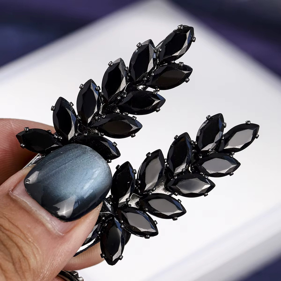 Haarspange Blatt, Schwarz, Kristall Zirkonia, Damen - Bild 5