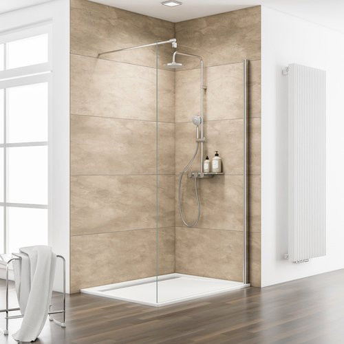 Schulte MasterClass Duschwand Walk-In Ecke, Glas transparent, silberfarben, B: 140 cm, H: 200 cm - Bild 1