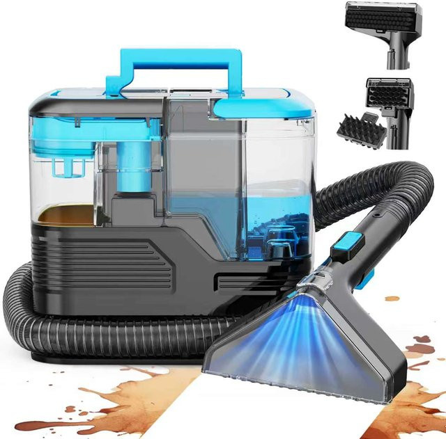 Vortisys Waschstaubsauger in Schwarz, tragbarer kabelgebundener Teppichreiniger mit 25KPA Saugkraft, Nass- und Trockensauger mit abnehmbarem Fleckenreiniger und zwei Wassertanks - Bild 1