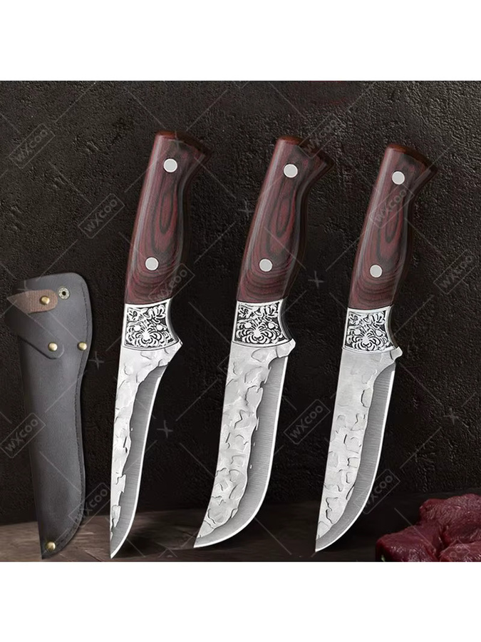 WXCOO 1-3-teiliges handgeschmiedetes Küchenmesser-Set mit professionellem Fleischbeil und multifunktionalem Ausbeinmesser - Bild 6