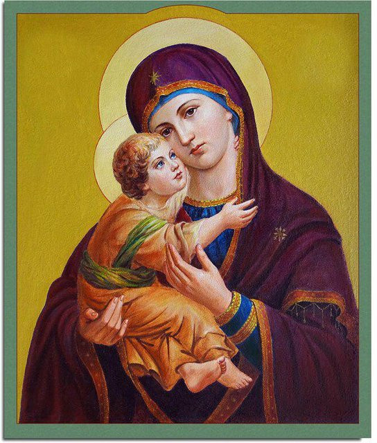 FIYO 5D DIY Diamantmalerei Jungfrau von Silber Frühling Theotokos Religion Stickerei, B/H: 30 x 20 cm, Schwarz/Mehrfarbig - Bild 1