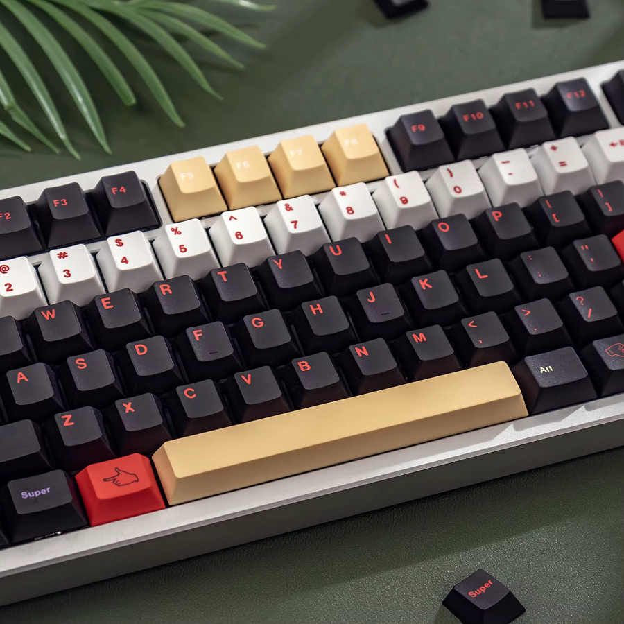 Venit Keys PBT-Tastenkappen-Set mit Kirschprofil und Farbsublimation für mechanische MX-Tastaturen, 129 Tasten, Schwarz-Rot - Bild 2