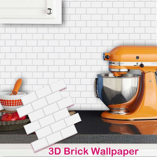 Vividtiles Selbstklebende Wandfliesenaufkleber in Subway-Tile-Optik aus Vinyl, Weiß, Wasserfest für Küche, Wohnzimmer und Badezimmer - Bild 1