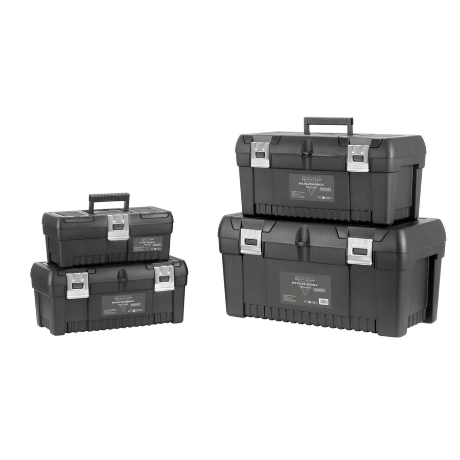STAHLWERK Toolbox Set aus Kunststoff mit 4 stapelbaren Werkzeugkisten und Einsätzen in Schwarz - Bild 2