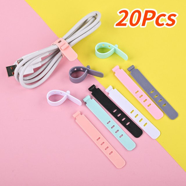 Silikon Kabel-Organizer und Kopfhörer-Clip in Multicolor zur Kabelmanagement-Organisation von Ladegeräten und Datenleitungen - Bild 1