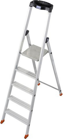 Krause Stehleiter Monto Solido aus Aluminium in Silber mit 5 Stufen, B/T/H: 48 x 104 x 165 cm