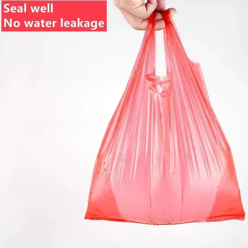 100 Stück Rote Plastiktüten mit Griff für Küche und Wohnzimmer als Müllbeutel und Aufbewahrungstasche - Bild 3