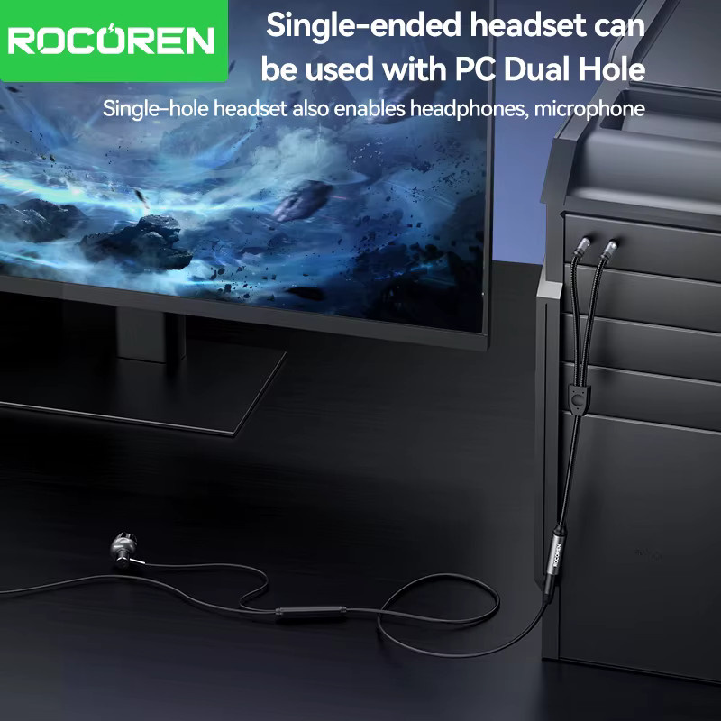 Rocoren 3,5-mm-Klinken-Audio-Splitter-Kabel 2-Wege-Aux-Adapter für Kopfhörer und Telefon, Desktop und PS4 - Bild 2