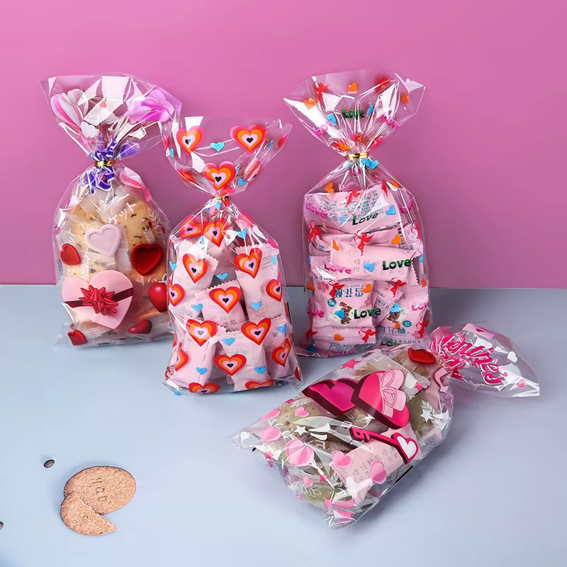 Joy-enlife Geschenkverpackungstaschen aus Kunststoff mit Herz-Design für Valentinstag, Hochzeit und Party, transparent - Bild 1
