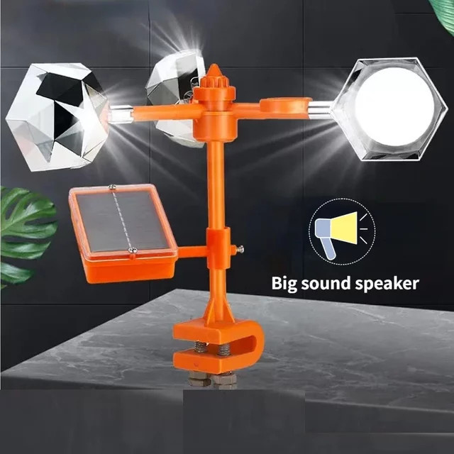 NOCCLILI Solarbetriebener 3-in-1 Vogelvertreiber mit Ultraschall, Windbewegung und reflektierendem Blitz in Orange - Bild 1