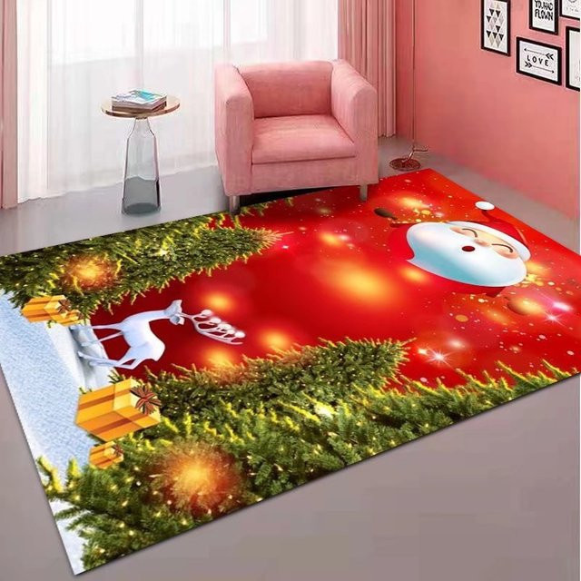 VIKAMA Teppich aus synthetischem Kaschmir in Rot für dein Wohnzimmer - Bild 1