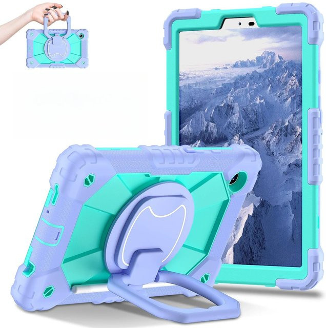 Robuste Panzerhülle für Samsung Galaxy Tab A11 8,7 Zoll SM-X130 SM-X135 mit 360 Grad drehbarem Ständer, stoßfester Abdeckung und Tragegurten inklusive Schultergurt in Violett - Bild 1