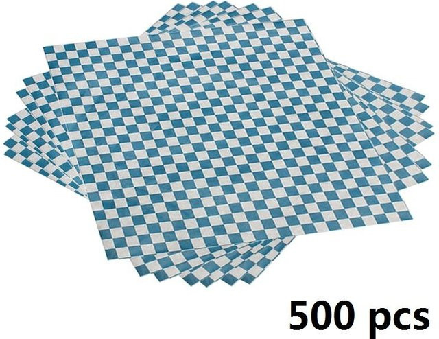 500 Blatt Backölpapier als fettdichtes Wachspapier mit schwarz-weißem Karomuster zur Lebensmittelverpackung - Bild 1